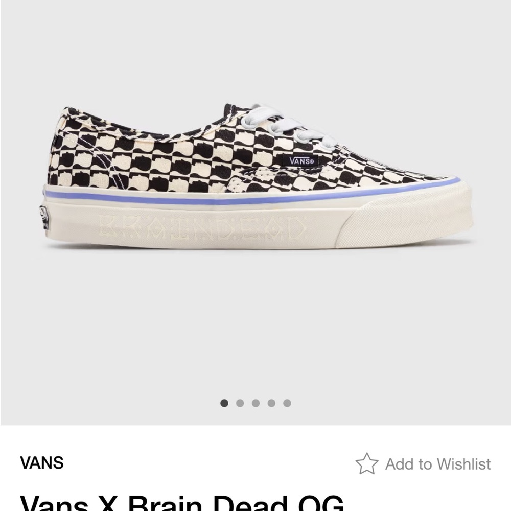 NWT Vans x Brain Dead OG Authentic LX Black and White brain dead logo Sneakers